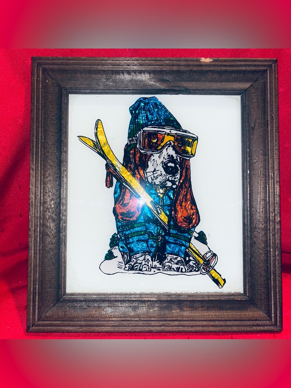 Vintage framed reverse-glass and foil art